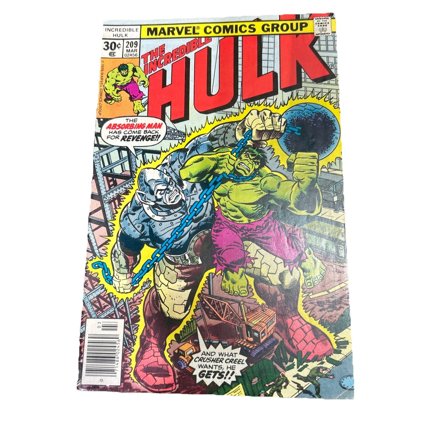 Marvel The Incredible Hulk 209 (1977) Absorbing Man Has Come Back For Revenge