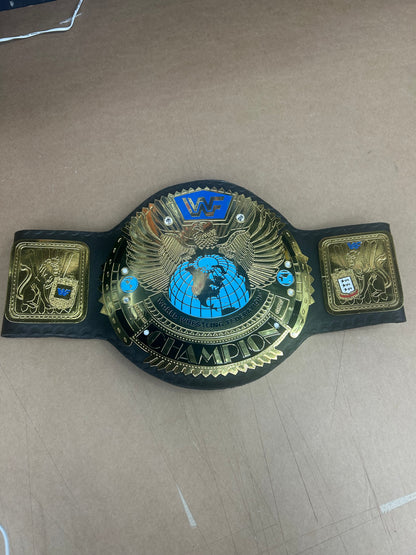 WWF World Championship Belt – Blue Globe & Gold Plates (Unofficial, Ex-Display)