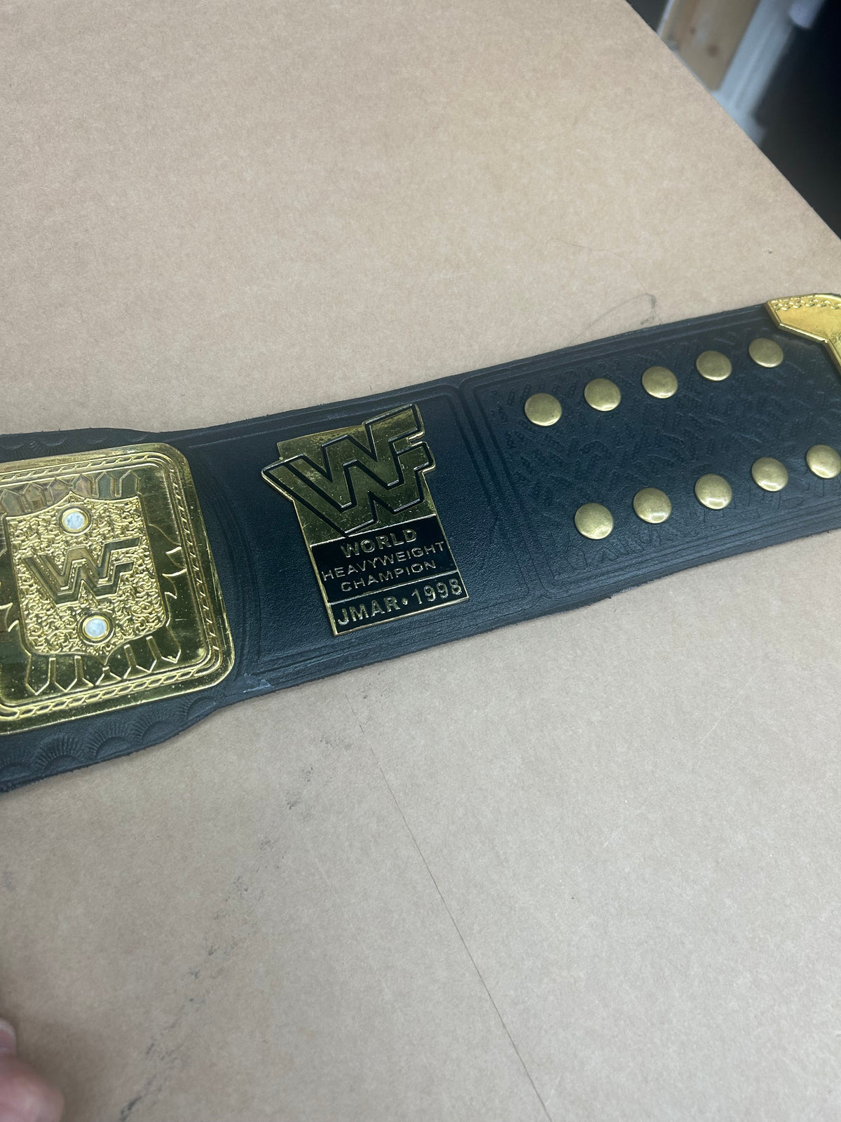 WWF World Championship Belt – Blue Globe & Gold Plates (Unofficial, Ex-Display)