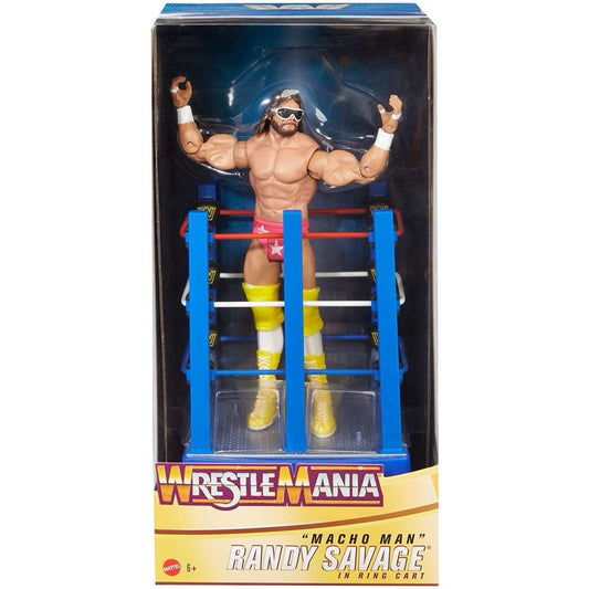 Mattel WWE Macho Man Randy Savage and Ring Cart  Wrestle Mania Action Figure 