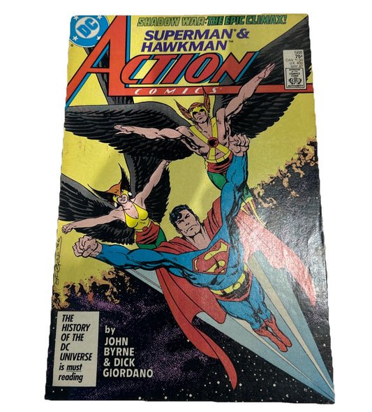 DC Shadow War: The Epic climax Superman & Hawkman Action Comics #588 May 1987
