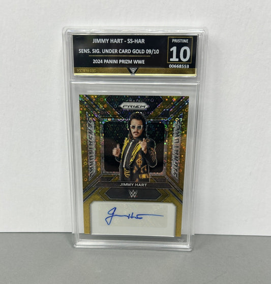 2024 Jimmy Hart Prizm WWE Gold Sensational Signatures  #SS-HAR # 9/10 Grade 10