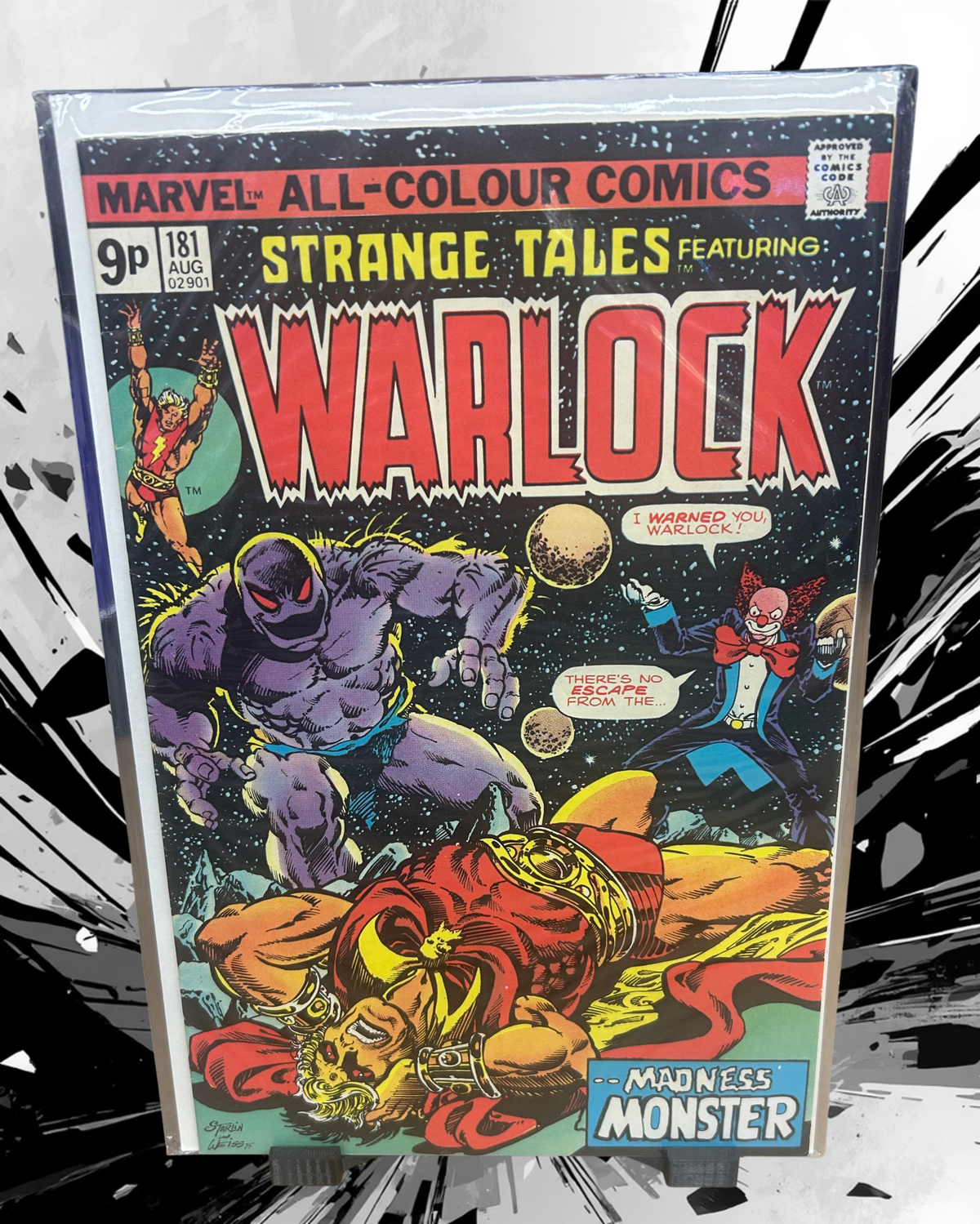 Strange Tales #181 (published by Marvel Comics in August 1975), but it is a highly distinct version: it is a 9p UK Price Variant