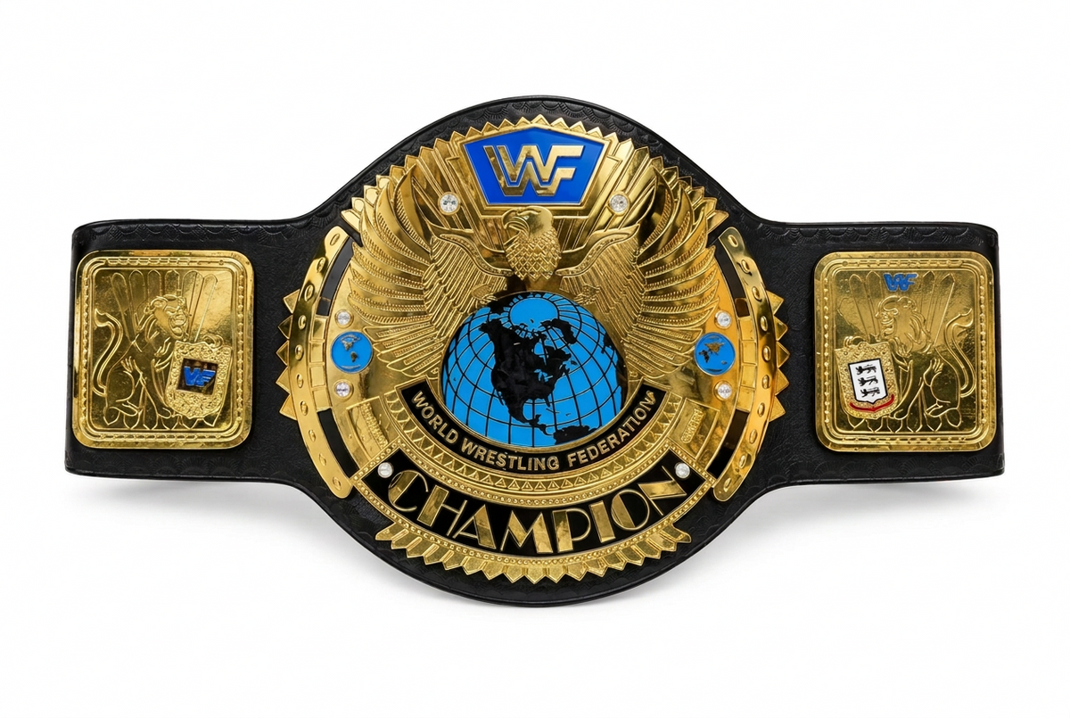 WWF World Championship Belt – Blue Globe & Gold Plates (Unofficial, Ex-Display)