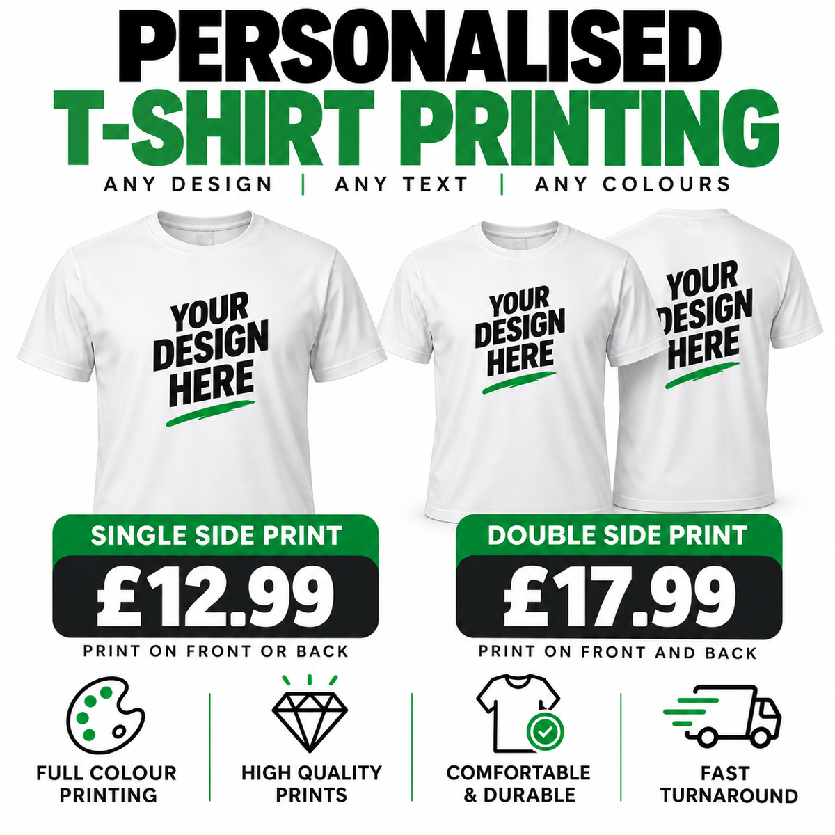 Personalised T-Shirt Printing – Single or Double-Sided